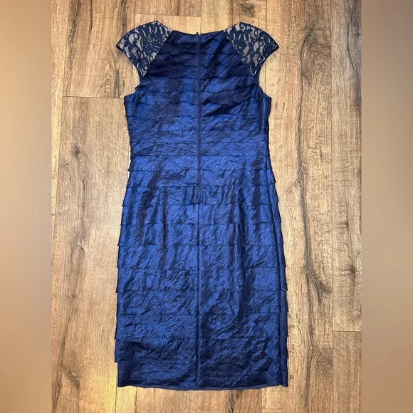 London Times Navy Blue Cocktail Dress Size 10 - Picture 4 of 6